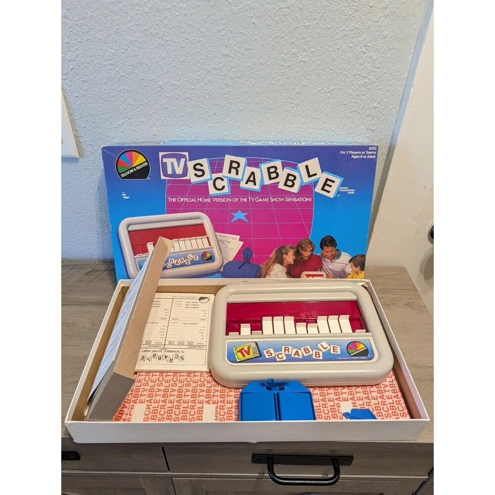 Vintage Selchow & Righter TV Scrabble Board Game 1987 Complete